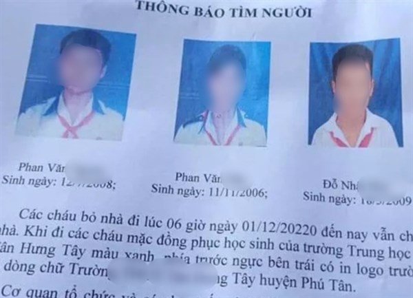 3 học sinh đạp xe hơn 400km đi tìm bố mẹ ở Sài gòn